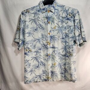 Tommy Bahama Mens Silk Shirt Mens Medium Blue Tropical Hawaiian Beach Shirt